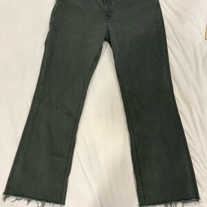 KUT From The Kluth Jeans Women’s 8 Green Raw Hem Flare High Rise Designer Denim